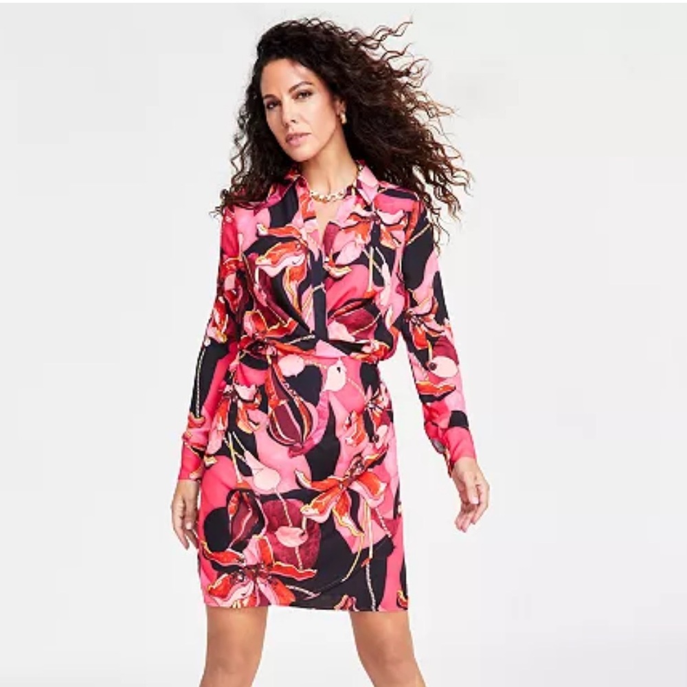 Women's Printed Twist-Front Mini Dress